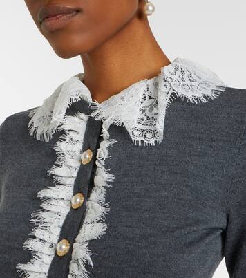Cardigan aus Wolle mit Spitze | Self-Portrait