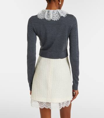 Cardigan aus Wolle mit Spitze | Self-Portrait