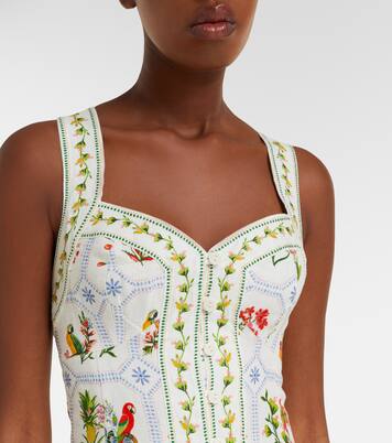 Tropical Porcelain printed linen minidress | Farm Rio