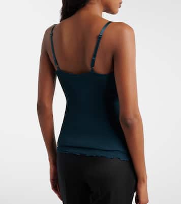  Lace-trimmed ribbed-knit silk tank top | Saint Laurent