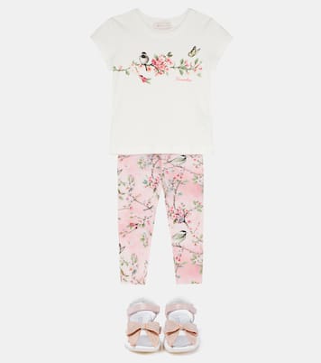 Bow-embellished leather sandals | Monnalisa