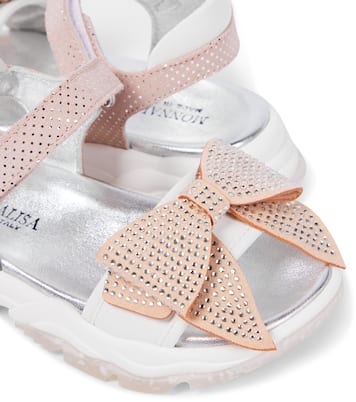 Bow-embellished leather sandals | Monnalisa
