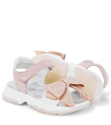 Bow-embellished leather sandals | Monnalisa