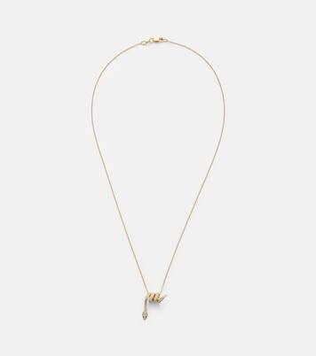 Convolute Snake 18kt gold necklace with gemstones | Ileana Makri