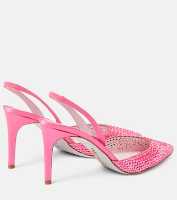 Verzierte Slingback-Pumps aus Satin | Rene Caovilla