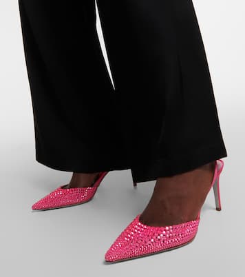 Verzierte Slingback-Pumps aus Satin | Rene Caovilla