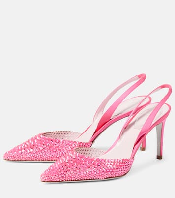 Verzierte Slingback-Pumps aus Satin | Rene Caovilla