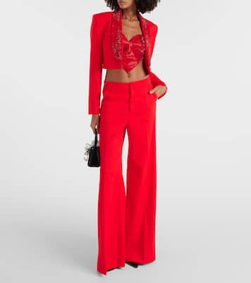 Cropped-Top aus Wolle mit Kristallen | Area