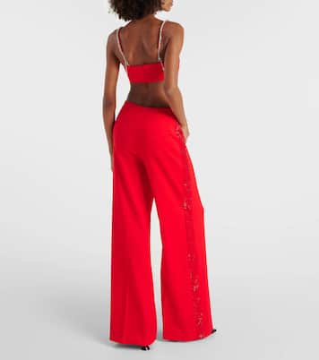 Cropped-Top aus Wolle mit Kristallen | Area