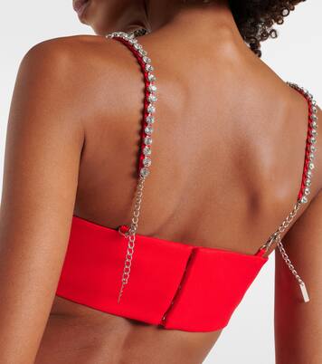 Cropped-Top aus Wolle mit Kristallen | Area