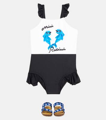 Dolphins ruffled swimsuit | Mini Rodini