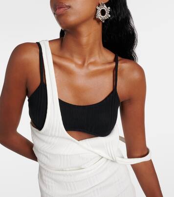 فستان قصير من القطن بحبكة مُضلّعة | The Attico