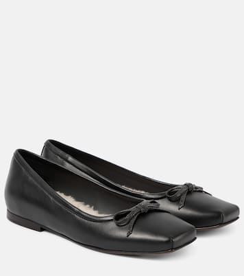 Monili bow-detail leather ballet flats | Brunello Cucinelli