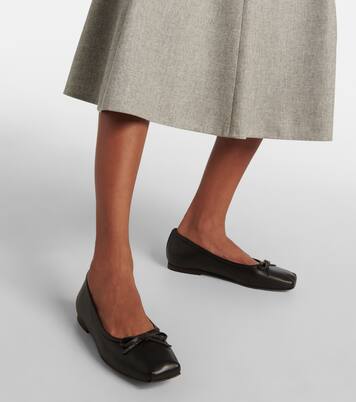 Monili bow-detail leather ballet flats | Brunello Cucinelli