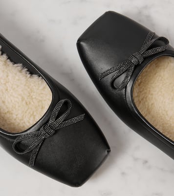 Monili bow-detail leather ballet flats | Brunello Cucinelli