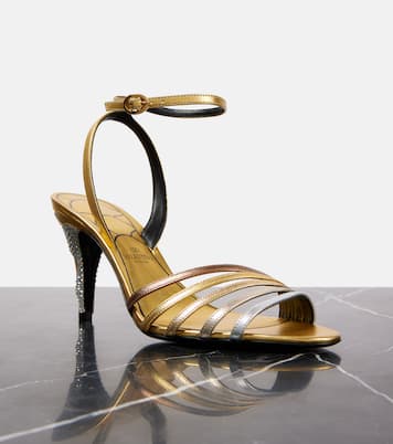 Ladycrush embellished metallic leather sandals | Valentino Garavani