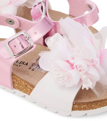 Floral-appliqué sandals | Monnalisa