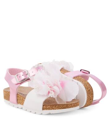 Floral-appliqué sandals | Monnalisa