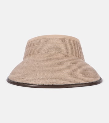 Leather-trimmed raffia visor | Brunello Cucinelli