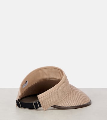 Leather-trimmed raffia visor | Brunello Cucinelli