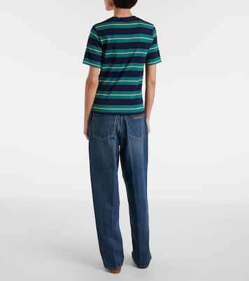 Logo striped cotton jersey T-shirt | Miu Miu