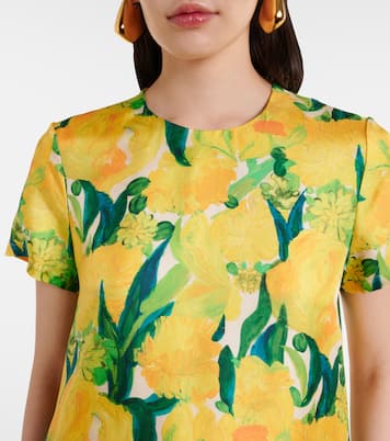 Swing feather-trimmed silk maxi dress | La DoubleJ