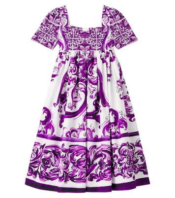 Majolica smocked cotton poplin dress | Dolce&Gabbana Kids