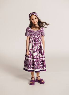 Majolica smocked cotton poplin dress | Dolce&Gabbana Kids
