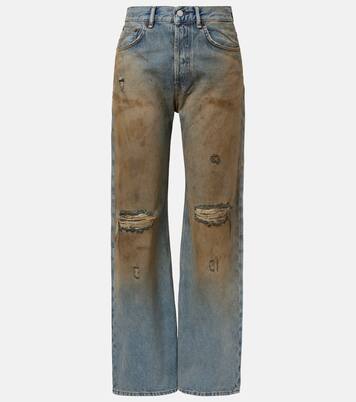 2021F distressed mid-rise wide-leg jeans | Acne Studios