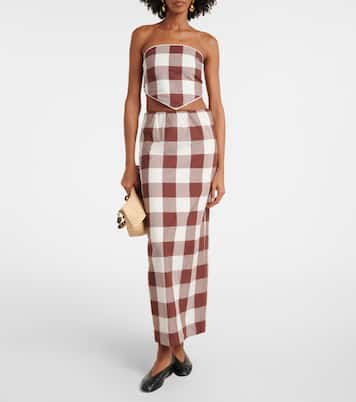 Mira gingham cotton maxi skirt | Posse
