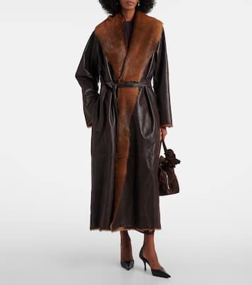Shearling-lined leather wrap coat | Magda Butrym