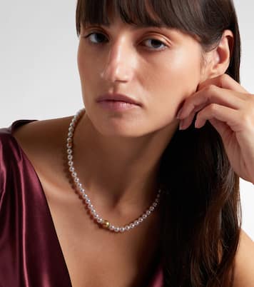 18kt gold necklace with pearls and diamonds | Mikimoto