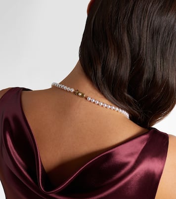 18kt gold necklace with pearls and diamonds | Mikimoto