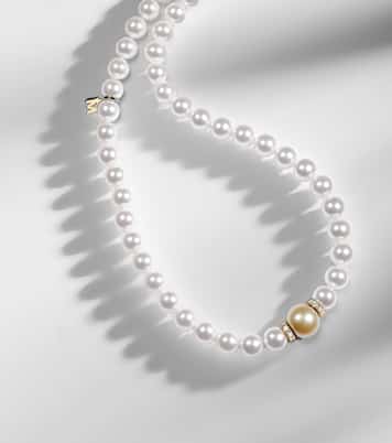 18kt gold necklace with pearls and diamonds | Mikimoto