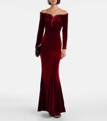 Off-Shoulder-Robe aus Samt | Roland Mouret
