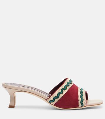 Marebis 50 embroidered suede mules | Manolo Blahnik