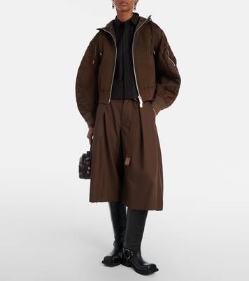 Paneled cotton-blend fleece zip-up hoodie | Sacai