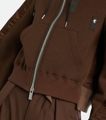 Paneled cotton-blend fleece zip-up hoodie | Sacai