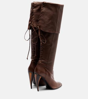 Lace-up leather knee-high boots | McQueen
