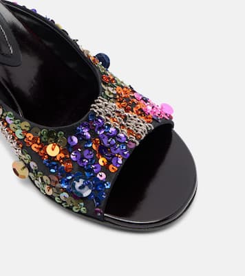 Wedge-Pantoletten 75 aus Leder mit Pailletten | Dries Van Noten