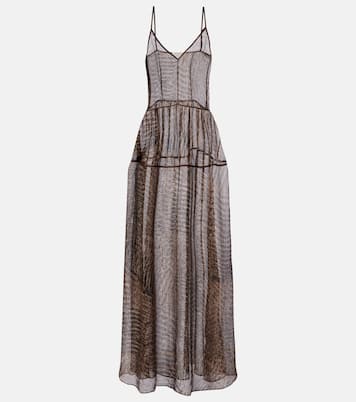 Printed semi-sheer silk maxi dress | Jacques Wei