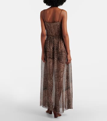 Printed semi-sheer silk maxi dress | Jacques Wei