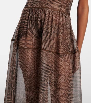 Printed semi-sheer silk maxi dress | Jacques Wei