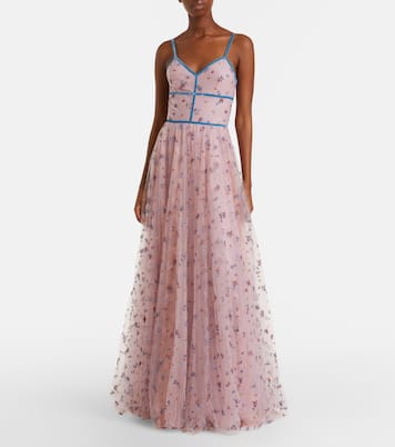 Verzierte Robe aus Tüll mit Spitze | Costarellos