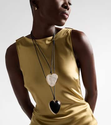 14kt gold-plated and leather necklace with quartz | Jennifer Fisher