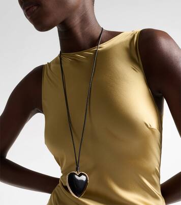 14kt gold-plated and leather necklace with quartz | Jennifer Fisher