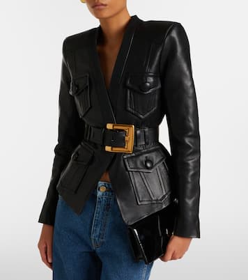 Belted leather jacket | Balmain