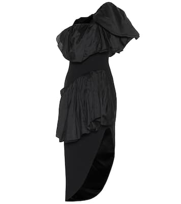 Robe midi Attentive Ruffle en crêpe et soie asymétrique | Maticevski