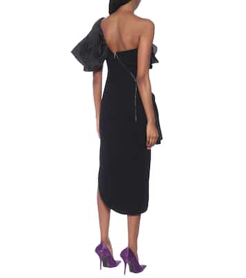 Robe midi Attentive Ruffle en crêpe et soie asymétrique | Maticevski