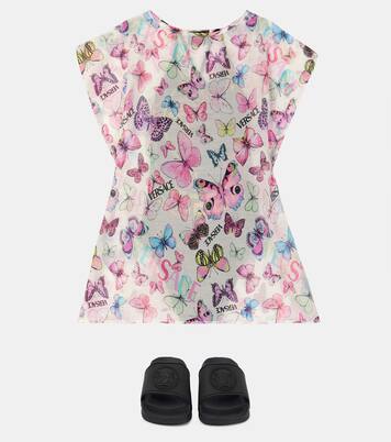 Cotton and silk butterfly printed kaftan | Versace Kids
